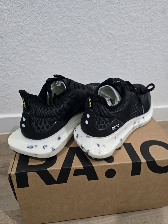 RATIO Black Athletic Sneakers with Speckled White Midsole